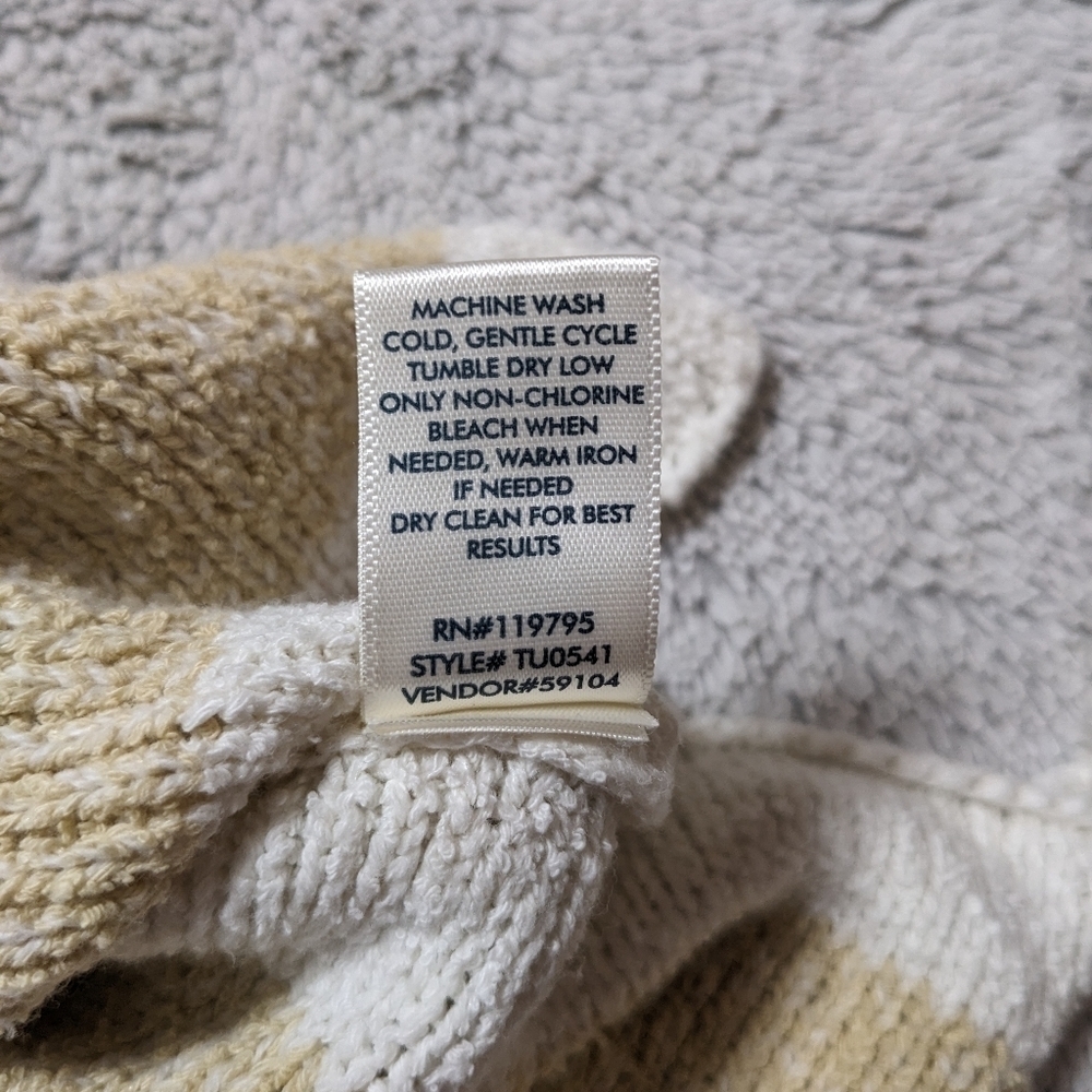 BKE Sweater Women's Small Cream Yellow Striped Knit Boxy Textured Pullover  - Picture 4 of 7